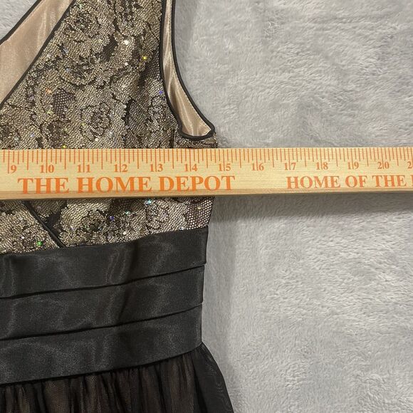 R&M Richard’s Midi Sleeveless Dress Women 6 Petite Black Flower Vintage - Picture 11 of 12